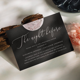 Black & Blush Moon Celestial Rehearsal Dinner Invitation