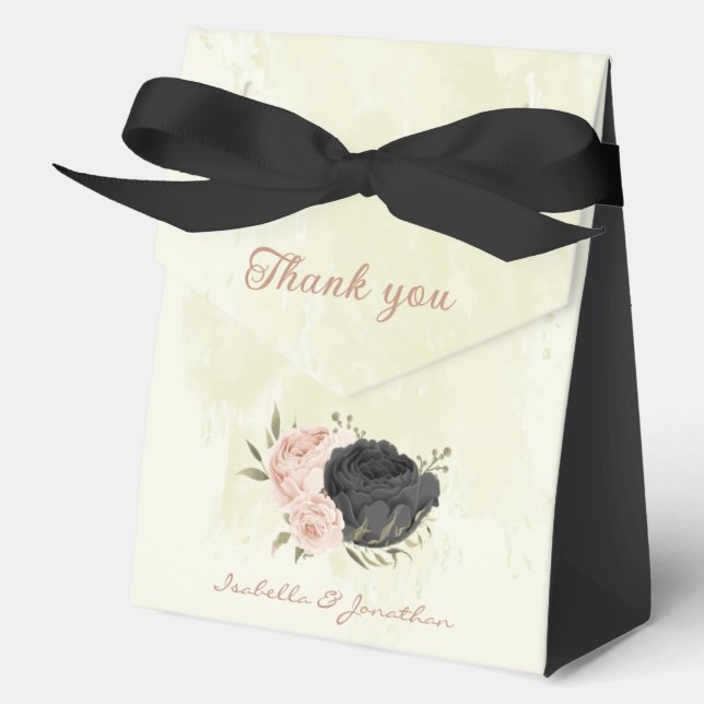 black blush pink flowers  favour box (Front)