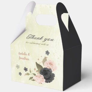 black blush pink flowers  favour box