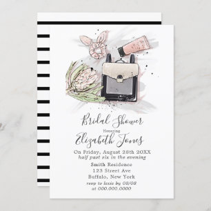 Black Blush Pink French Fashion Bridal Shower Invitation