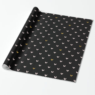 Black Blush Pink Gold Hearts Wrapping Paper