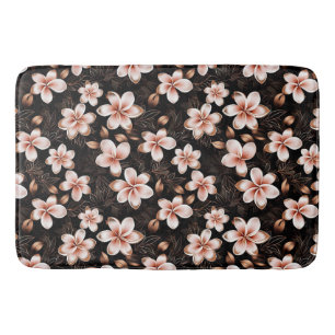 Black Blush Pink Rose Gold Floral Bath Mat
