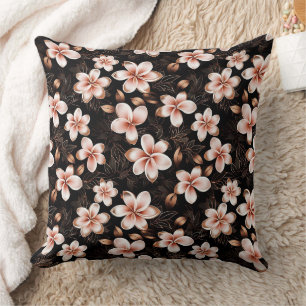 Black Blush Pink Rose Gold Floral Cushion