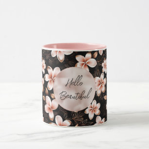 Black Blush Pink Rose Gold Floral Mug