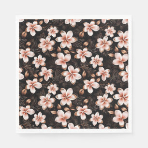 Black Blush Pink Rose Gold Floral Napkin