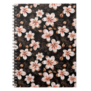 Black Blush Pink Rose Gold Floral Notebook