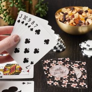 Black Blush Pink Rose Gold Floral Playing Cards