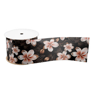 Black Blush Pink Rose Gold Floral Satin Ribbon