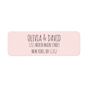 Black Blush Pink Simple Handwritten Text Return Address Label
