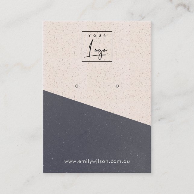 Black Blush Texture Ceramic Earring Display Logo Business Card (Front)