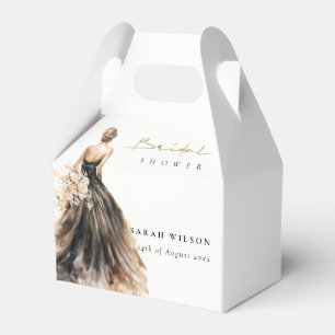 Black Blush Watercolor Wedding Gown Bridal Shower Favour Box