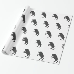 Black Boar  mediaeval  silhouette Wrapping Paper