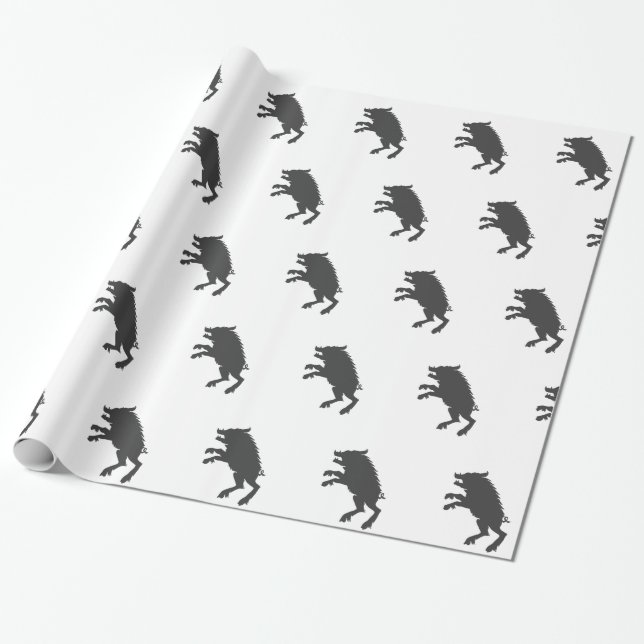 Black Boar  mediaeval  silhouette Wrapping Paper (Unrolled)