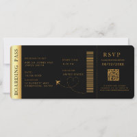 Black Boarding Pass Destination wedding QR code