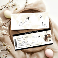 Black Boarding pass ticket Wedding Save The date