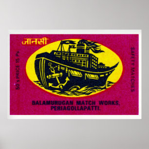 Black Boat - Matchbox Print - Aesthetic Wall Art