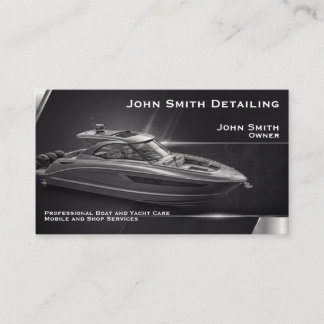 Black Boat Yacht Detailing Washing Repair Business Card