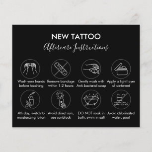 Black Body Art Salon Aftercare Instructions Tattoo Flyer