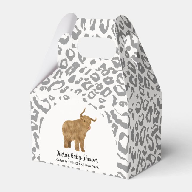 Black Boho Arch Holy Cow Western Baby Shower Favour Box (Front Side)