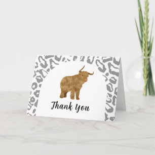 Black Boho Arch Holy Cow Western Baby Shower Thank You Card