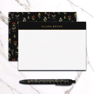 Black Boho Chic Wildflower Pattern Card
