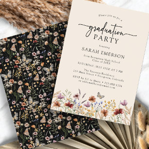 Black Boho Graduation Invitation