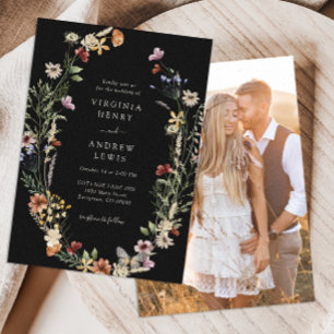 Black Boho Wedding Invitation