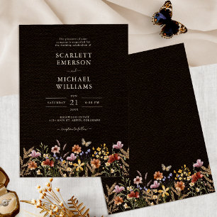 Black Boho Wedding Invitation