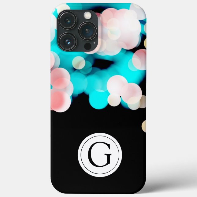 Black Bokeh Personalised Monogram Iphone Case-Mate iPhone Case (Back)