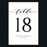 Black Bold and Simple Minimalist Script Wedding Table Number<br><div class="desc">Add an elegant black and white accent to your event with these customisable table numbers cards. It features a black simple calligraphy script and classic typography. Personalise by adding names, date and table numbers. This simple script table number card is perfect for weddings, bridal showers, baby showers and so much...</div>