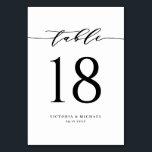 Black Bold and Simple Minimalist Script Wedding Table Number<br><div class="desc">Add an elegant black and white accent to your event with these customisable table numbers cards. It features a black simple calligraphy script and classic typography. Personalise by adding names, date and table numbers. This simple script table number card is perfect for weddings, bridal showers, baby showers and so much...</div>