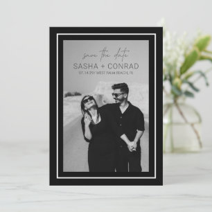 Black Bold Border Photo Modern Wedding Save The Date