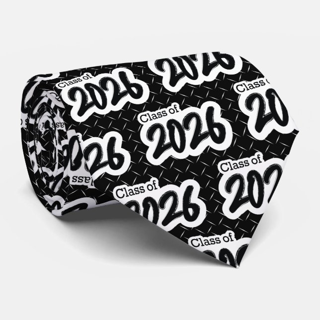 Black Bold Brush Class of 2026 Neck Tie (Rolled)