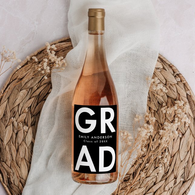 Black | Bold Grad Graduation Wine Label (Creator Uploaded)