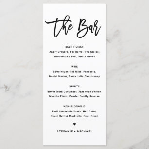 Black Bold Modern Calligraphy Wedding Bar Menu