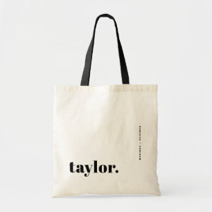 Black Bold Retro Typography Personalised Tote Bag