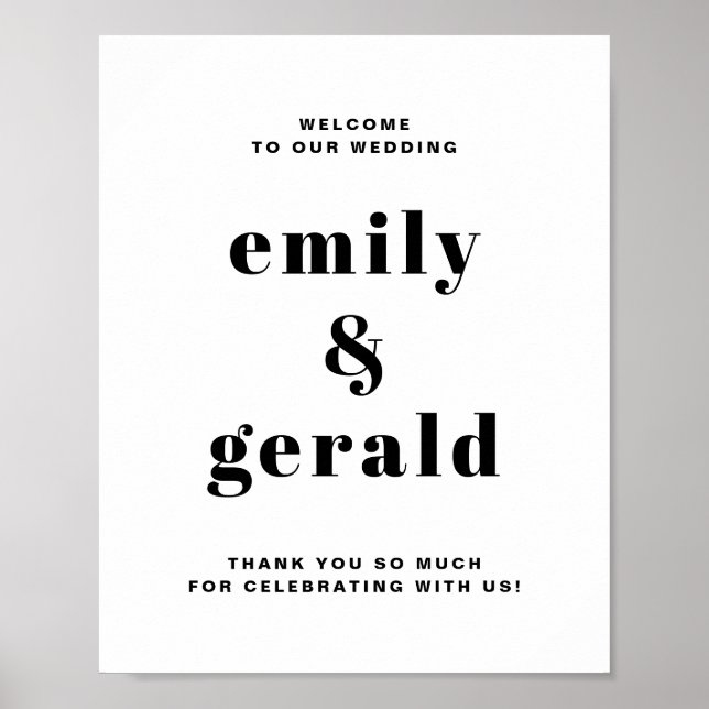 Black Bold Retro Typography Wedding Welcome Poster (Front)