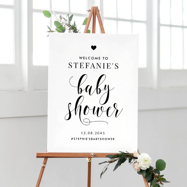 Black Bold Script Baby Shower Welcome Poster (Creator Uploaded)