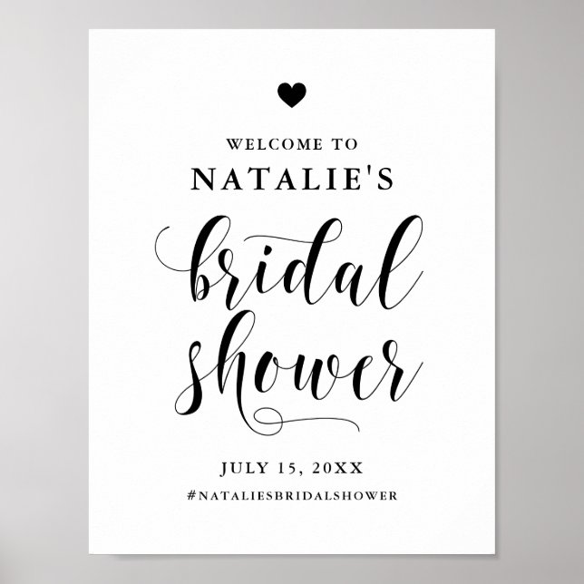 Black Bold Script Bridal Shower Welcome  Poster (Front)