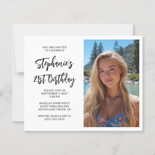 Black Bold Script Minimalist Photo 21st Birthday