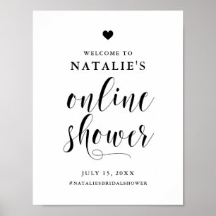 Black Bold Script Online Bridal Shower Welcome Poster