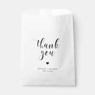 Black Bold Script Wedding Thank You Favour Bag