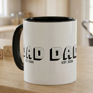 Black Bold Varsity Established Dad Mug