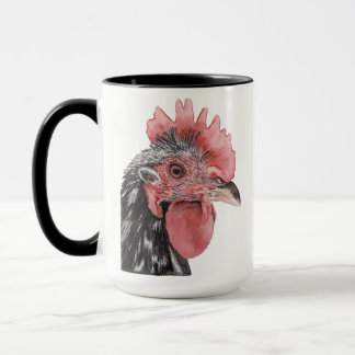 Black Bold Watercolor Rooster Mug