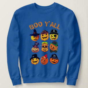 Black Boo Y’all Halloween Pumpkin Carving Collage Sweatshirt