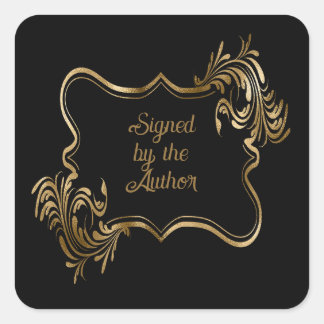 Black book plate square sticker