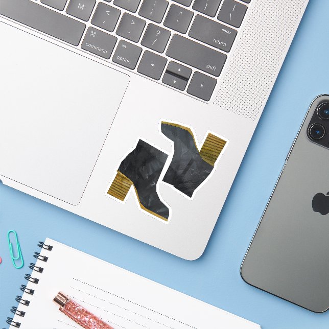 Black boots (Laptop w/ iPhone)