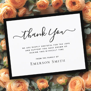 Black border calligraphy sympathy thank you card
