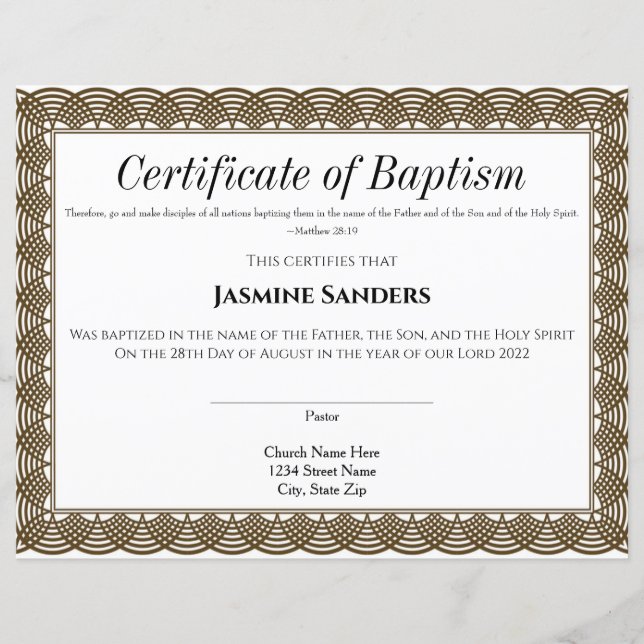 Black Border Certificate of Baptism (Front)
