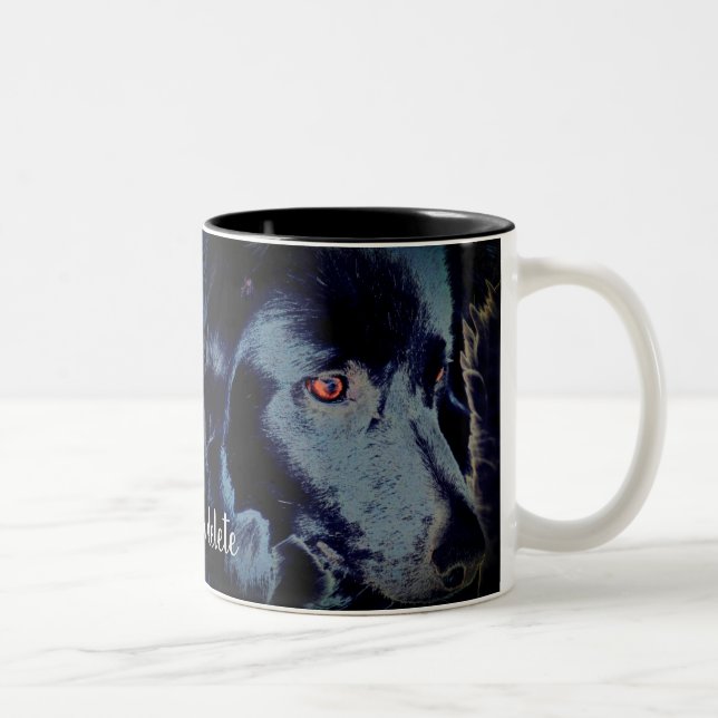 Black Border Collie Dog Art Personalised Two-Tone Coffee Mug (Right)